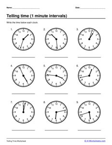 Telling Time - 1 minute intervals #5