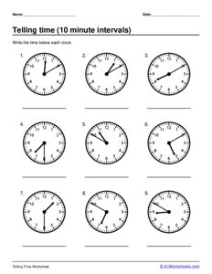 Telling Time - 10 minute intervals #4