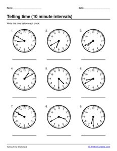 Telling Time - 10 minute intervals #5