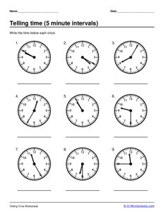 Telling Time - 5 minute intervals #4
