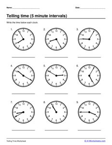 Telling Time - 5 minute intervals #5