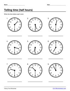 Telling Time - Half Hours & OClock #4