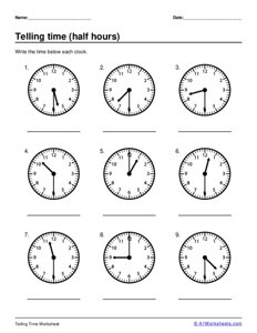 Telling Time - Half Hours & OClock #5