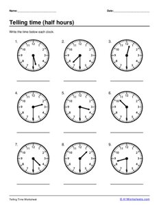 Telling Time - Half Hours #2