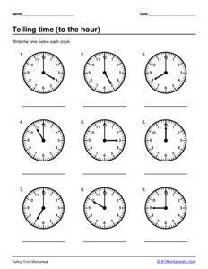 Telling Time to the Hour #4