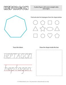 Trace and Color Shapes - Heptagon