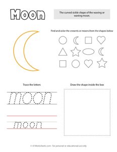 Trace and Color Shapes - Moon