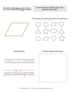 Trace and Color Shapes - Parallelogram