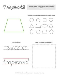 Trace and Color Shapes - Trapezoid