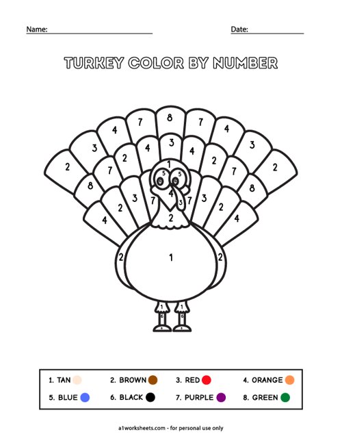 Turkey Color by Numbers