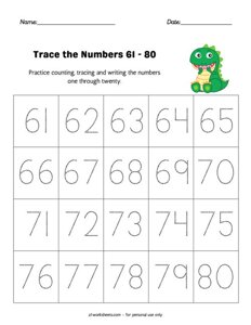 Tracing the Numbers 61-80