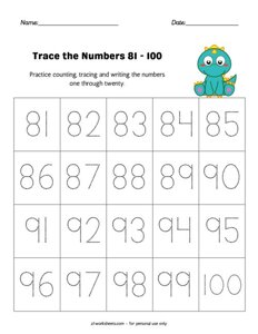 Tracing the Numbers 81-100
