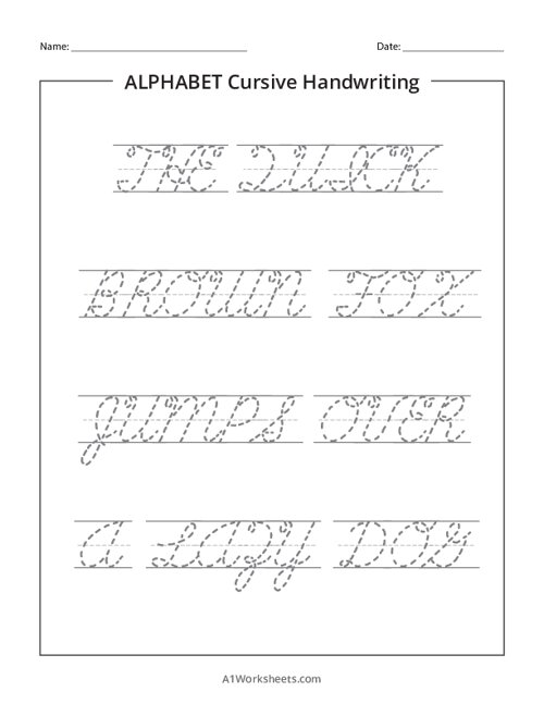Uppercase Alphabet Letters Tracing Worksheet - Pangrams