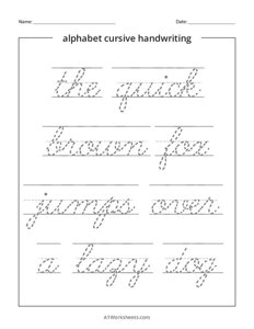 Lowercase Alphabet Letters Tracing - Pangrams