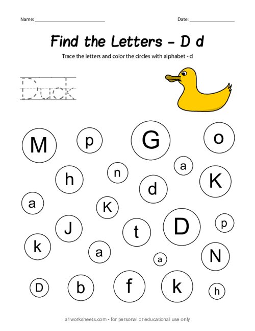 Find Letter D Worksheet