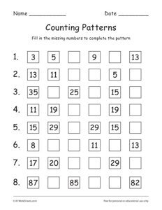 Number Patterns Worksheets #3
