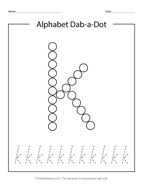 Do a Dot Printable Worksheet - Letter K