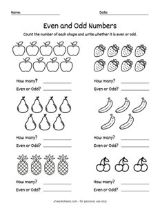 Fruit Odd or Even Numbers