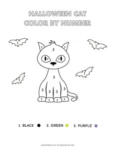Halloween Cat Color by Number