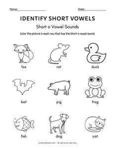 Short O - Find the Short Vowel Worksheet