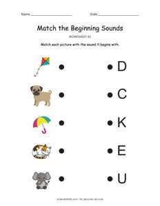 Match the Beginning Sounds Worksheet #2