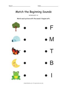 Match the Beginning Sounds Worksheet #5