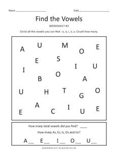 Find the Vowels Worksheet #2