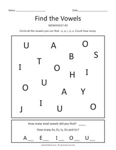 Find the Vowels Worksheet #3
