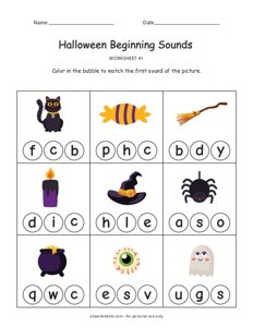 Halloween Beginning Sounds Worksheet #1