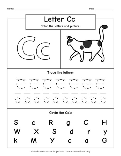 Tracing Letter C Alphabet Learning Worksheets