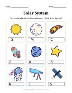 Solar System: Label These Solar System Elements