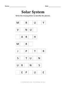 Solar System: Missing Letters