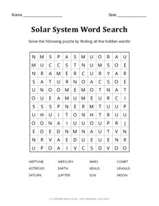 Solar System Word Search
