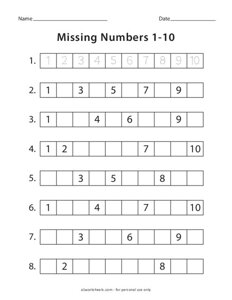 Missing Numbers 1-10