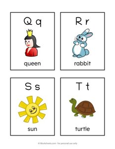Alphabet Flash Cards Q-T