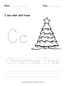 Christmas Tree Coloring and Letter Tracing
