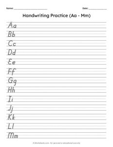 Handwriting Practice Letters A-M