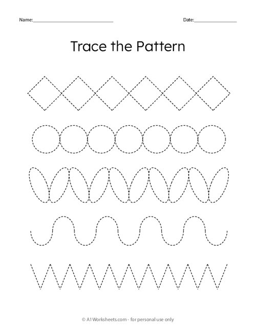 Tracing Pattern Worksheets for Kindergarten