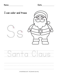 Santa Claus Coloring and Letter Tracing