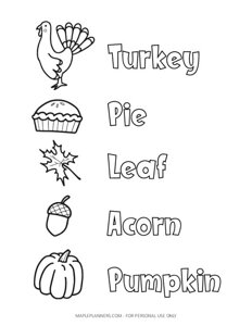 Thanksgiving Objects Coloring Page