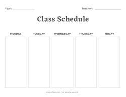 Minimalist Class Schedule Template