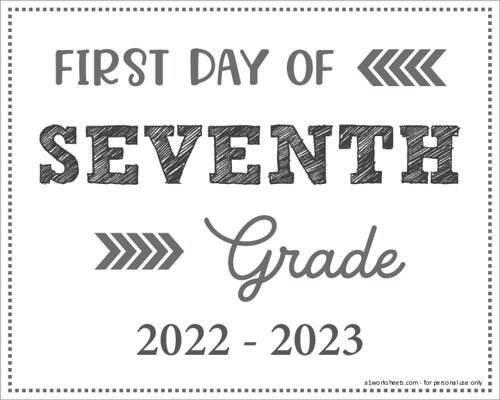 First Day Of 7th Grade Printable Free