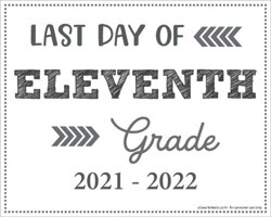 Last Day of 11th Grade Sign (Editable)