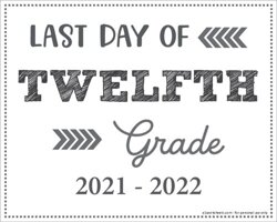 Last Day of 12th Grade Sign (Editable)