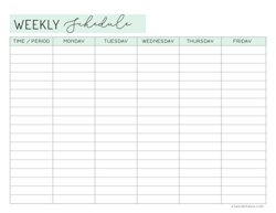 Student Weekly Schedule Template