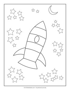 Outer Space Rocket Ship Coloring Page