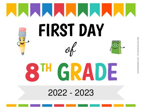 First Day of Eighth Grade Sign {Editable}