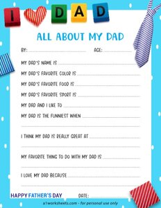 All About My Dad Fathers Day
