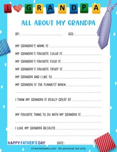 All About My Grandpa for Fathers Day