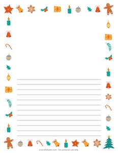 Christmas Decorative Half Lined Page